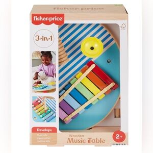 NEW Fisher-Price Wooden Toy Musical Table  Percussion Instruments,3 Wood Pieces